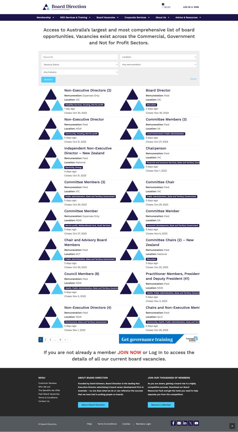 Willing Web - AUSTRALIA’S LARGEST LIST OF BOARD OPPORTUNITIES – Board Direction